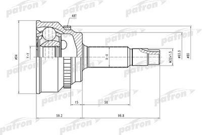 Шарнирный комплект, приводной вал PATRON PCV2175 для TOYOTA PREVIA