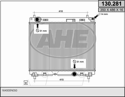 AHE 130.281 Радиатор охлаждения двигателя для TOYOTA YARIS (_P13_) 1.4 D (NLP130_) AHE 130.281 Радиатор охлаждения двигателя для TOYOTA YARIS (_P13_) 1.4 D (NLP130_)