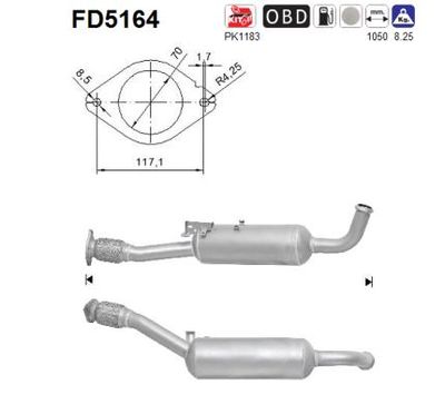 Filtr sadzy / filtr cząstek stałych, układ wydechowy AS FD5164