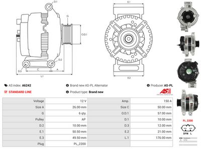 GENERATOR / ALTERNATOR AS-PL A6242 4
