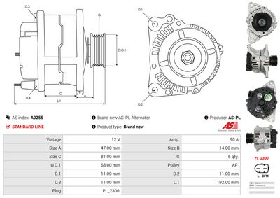 GENERATOR / ALTERNATOR AS-PL A0255 4
