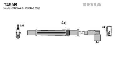 Комплект проводов зажигания TESLA T495B для RENAULT THALIA