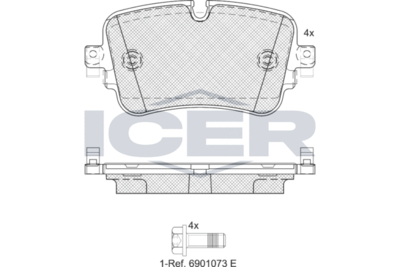Zestaw klocków hamulcowych, hamulce tarczowe ICER EV2248