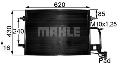 Конденсатор, кондиционер MAHLE AC 241 000S для AUDI A6