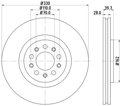 Тормозной диск HELLA 8DD 355 116-651 для ALFA ROMEO GIULIETTA