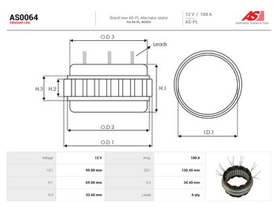 Stator, generátor AS-PL AS0064