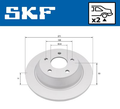 спирачен диск SKF VKBD 91386 S2