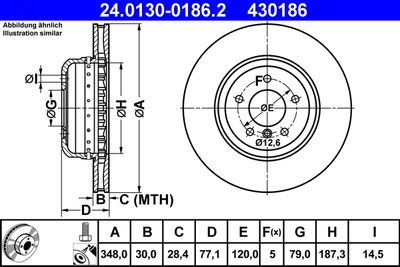 Тормозной диск ATE 24.0130-0186.2 для BMW 6