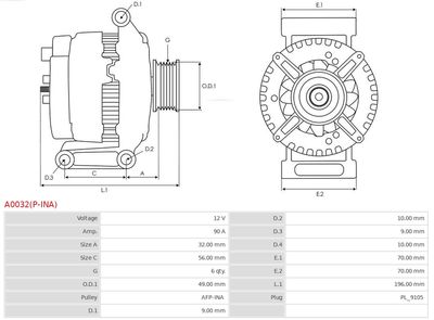 Alternator A0032(P-INA)