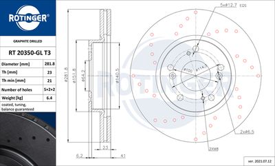 спирачен диск ROTINGER RT 20350-GL T3