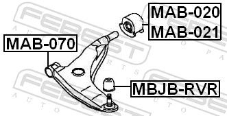 Mounting, control/trailing arm MAB-070