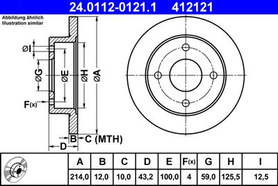Тормозной диск ATE 24.0112-0121.1 для NISSAN MICRA