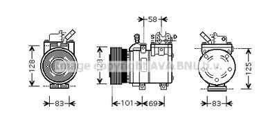 Компрессор, кондиционер AVA QUALITY COOLING HYK166 для HYUNDAI MATRIX