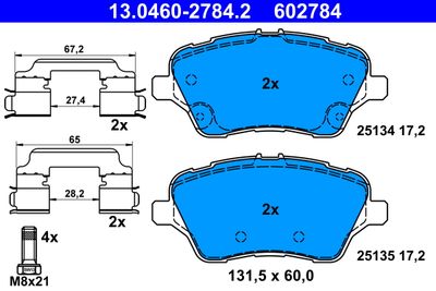 Комплект тормозных колодок, дисковый тормоз ATE 13.0460-2784.2 для FORD B-MAX