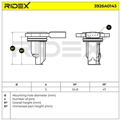 въздухомер-измерител на масата на въздуха RIDEX 3926A0143