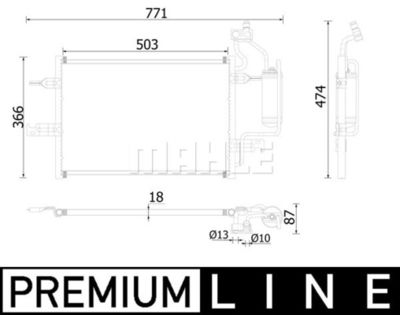 Конденсатор, кондиционер MAHLE AC 409 000P для OPEL MERIVA