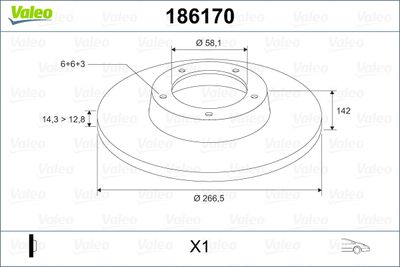 Тормозной диск VALEO 186170 для IVECO DAILY