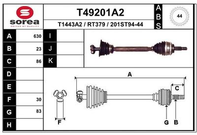 Приводной вал EAI T49201A2 для NISSAN KUBISTAR