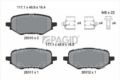 комплект спирачно феродо, дискови спирачки PAGID T4641N