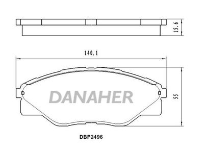 DANAHER DBP2496 Тормозные колодки и сигнализаторы для TOYOTA HILUX VII Пикап (_N1_, _N2_, _N3_) 2.5 D-4D (KUN15_)