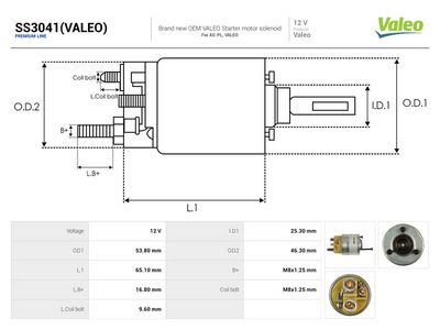 AS-PL - Elektromagnetický spínač, štartér , SS3041(VALEO)