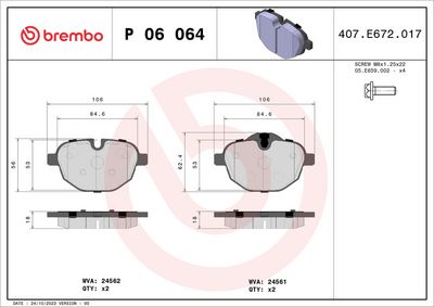 Brake Pad Set, disc brake P 06 064X