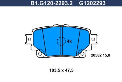 комплект спирачно феродо, дискови спирачки GALFER B1.G120-2293.2
