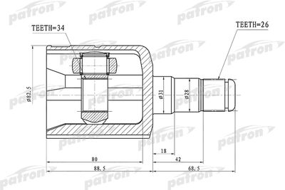 PATRON PCV1305 ШРУС  для AUDI Q3 (Ауди Q3)