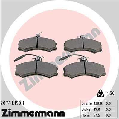 Комплект тормозных колодок, дисковый тормоз ZIMMERMANN 20741.190.1 для CITROËN C25