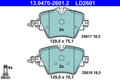Комплект тормозных колодок, дисковый тормоз ATE 13.0470-2601.2 для BMW X1