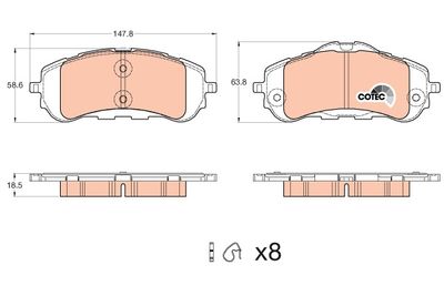 Комплект тормозных колодок, дисковый тормоз TRW GDB2044 для CITROËN BERLINGO