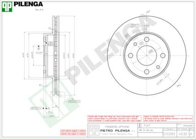 PILENGA V032 Тормозные диски  для FIAT UNO (Фиат Уно)