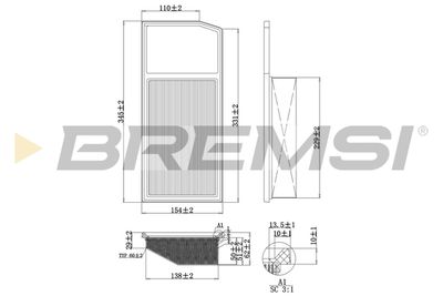 BREMSI FA0206 Воздушный фильтр  для FIAT 500X (Фиат 500x)