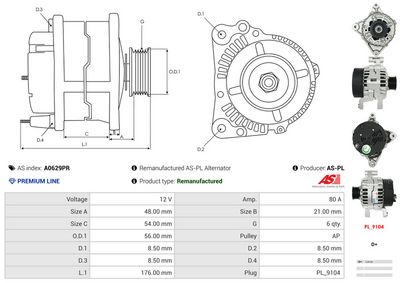 GENERATOR / ALTERNATOR AS-PL A0629PR 4