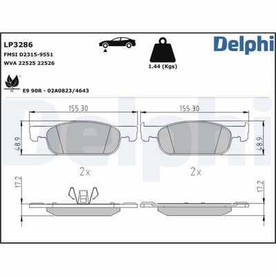 Brake Pad Set, disc brake LP3286