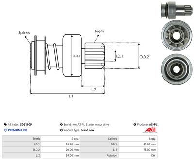 Volnoběžný převod, startér AS-PL SD5160P