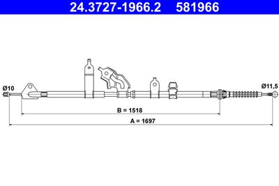 ATE 24.3727-1966.2 Трос ручного тормоза  для SUBARU  (Субару Трезиа)