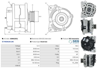 GENERATOR / ALTERNATOR AS-PL A0860SEG 4
