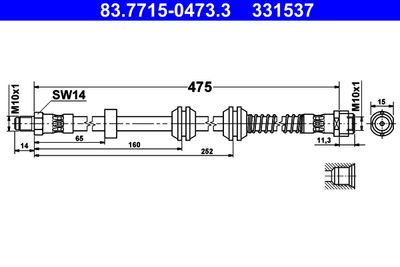 Тормозной шланг ATE 83.7715-0473.3 для MERCEDES-BENZ GLS