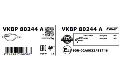 Brake Pad Set, disc brake VKBP 80244 A