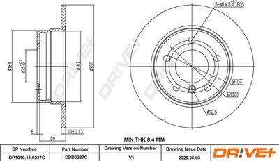 BREMSSCHEIBE DR!VE+ DBD0237C 2
