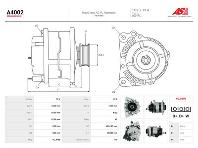 Generator AS-PL A4002 för FORD