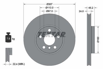 Тормозной диск TEXTAR 92283605 для BMW X1