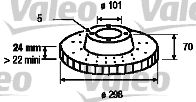Тормозной диск VALEO 186284 для LAND ROVER DEFENDER