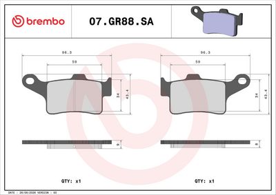 Komplet kočnih obloga, disk kočnica BREMBO 07GR88SA