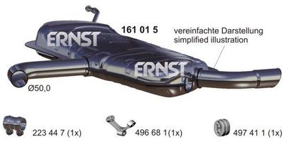 ERNST 161015 Глушитель выхлопных газов  для SKODA YETI (Шкода Ети)