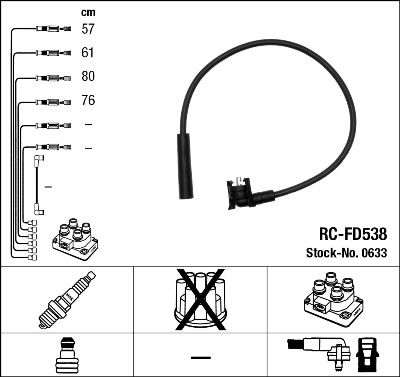 Комплект проводов зажигания NGK 0633 для FORD ORION