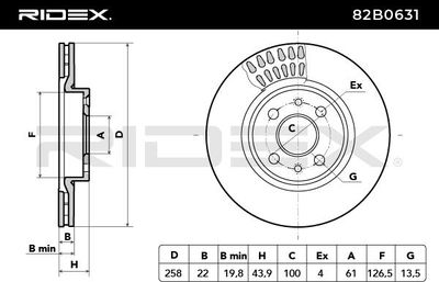 спирачен диск RIDEX 82B0631