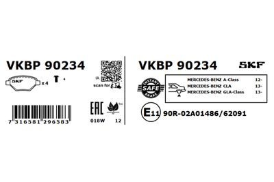 Brake Pad Set, disc brake VKBP 90234