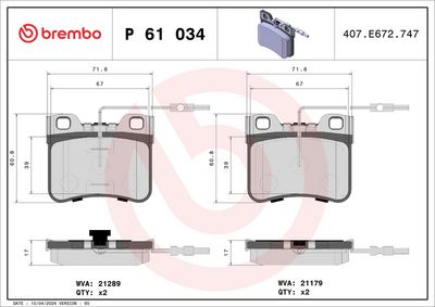 SET PLACUTE FRANA FRANA DISC BREMBO P61034